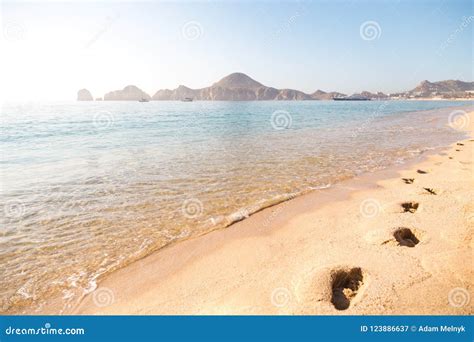 Abdr Cke Im Sand Auf Dem Strand In Cabo San Lucas Stockbild Bild Von