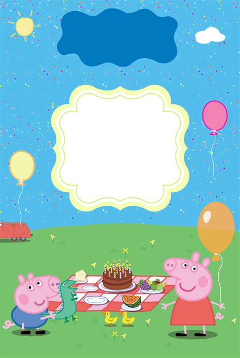 10 Convite de aniversário grátis para baixar PEPPA PIG Convite