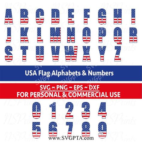 The American Flag Alphabet And Numbers For Svg Png Epsp Dxf