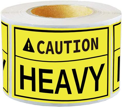 Caution Heavy Sticker 2 X 3 Inch Fluorescent Yellow Heavy