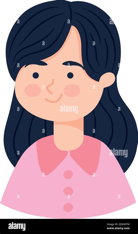 Icon Of Cartoon Woman Wearing Pink Blouse Over White Background