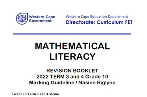 Gr Revision Memo T Mathematical Literacy Wiskundige