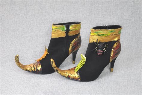 Halloween shoes boots witch shoes Halloween decor black