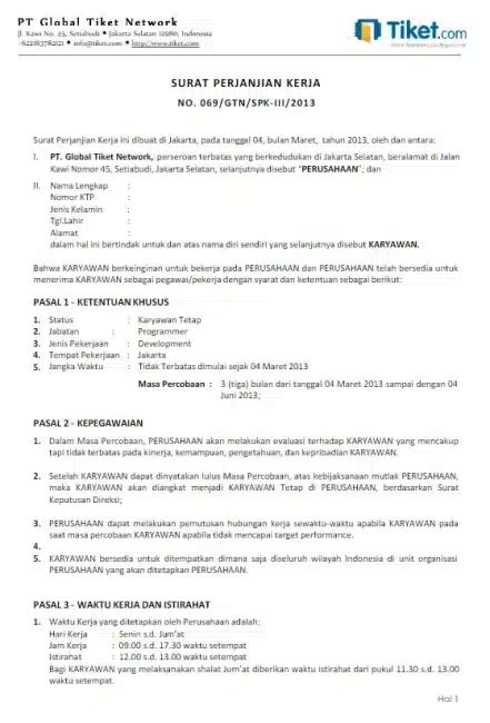 Contoh Kontrak Kerja Freelance Desain Gambar Kontrak