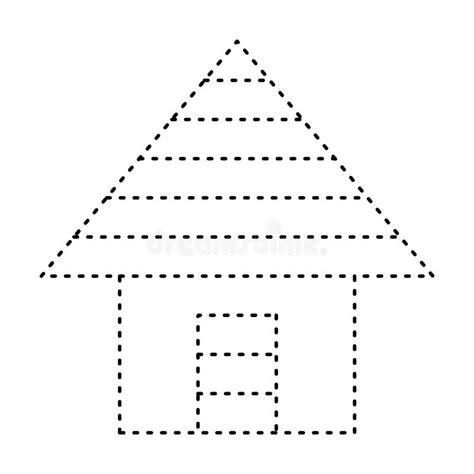 Tracing House Dotted Lines Shape For Preschool And Kindergarten School