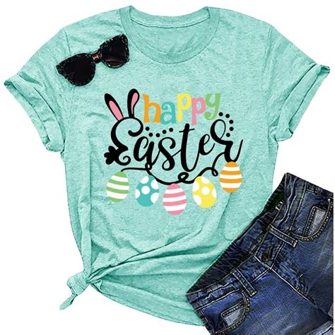 Happy Easter Shirts For Women Easter Bunny T Shirt Rabbit Graphic Tees