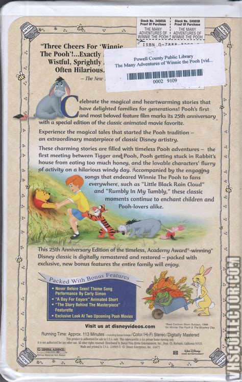 The Many Adventures Of Winnie The Pooh Vhs