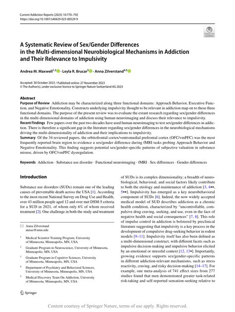 A Systematic Review Of Sex Gender Differences In The Multi Dimensional