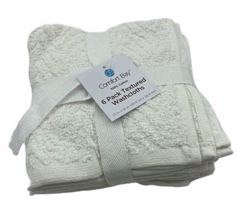 Comfort Bay 100 Cotton 6 Pack Textured Washcloths 12 In X 12 In Ebay