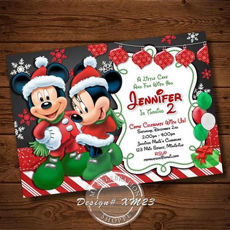 Invitations Disney Mickey Mouse Invitation Christmas Invitations