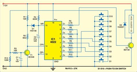 Electronic Combination Lock Detailed Circuit Diagram Available