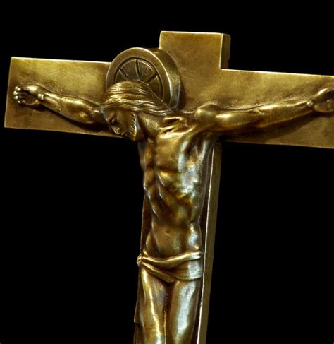 Magnificent S Art Deco Bronze Wall Cross Crucifix Signed Hartmann