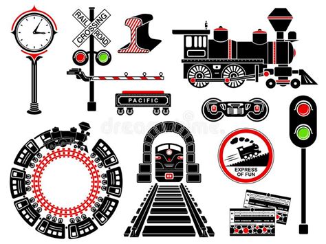 Iconos Fijados Estilo Simple Del Ferrocarril Stock De Ilustraci N