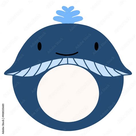 Cute name label,sticker name tag of Whale cartoon animal character