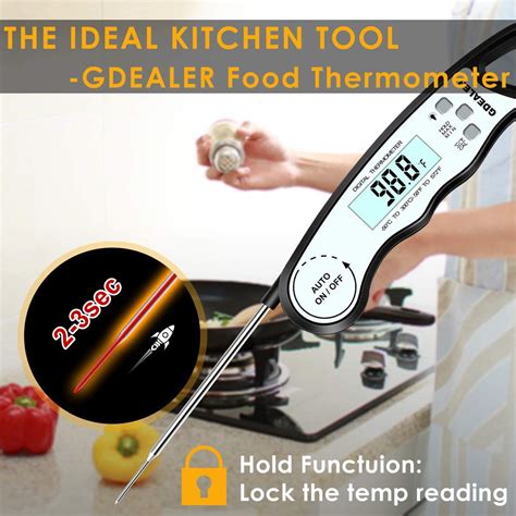 Gdealer Dt Instant Read Meat Thermometer Waterproof Ultra Fast Digital