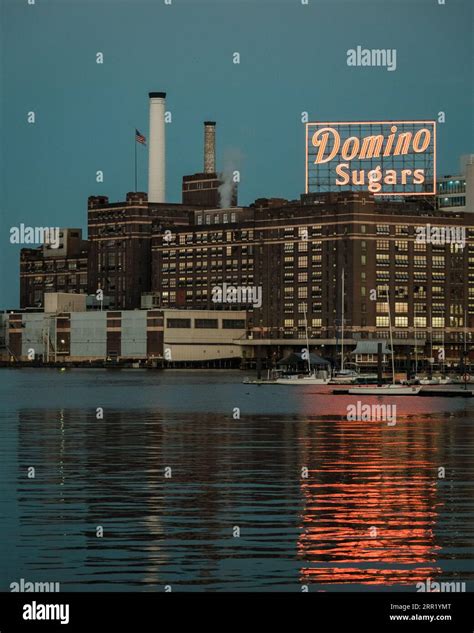 Domino Sugar Factory neon sign at night in Baltimore, Maryland Stock ...