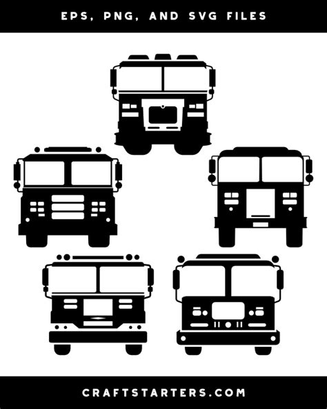 Fire Truck Front View Silhouette Clip Art