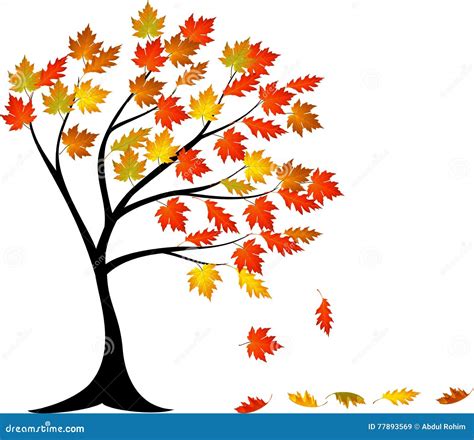 Autumn Tree Cartoon Stock Vector Illustration Of Forest 77893569