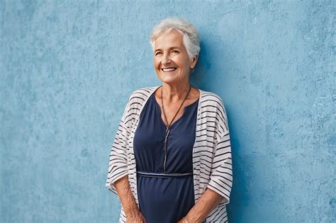 Premium Photo Portrait Of Beautiful Older Woman Smiling And Standing