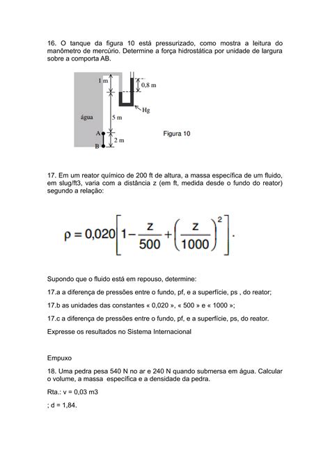 Lista 02 Estatica Dos Fluidos Pdf