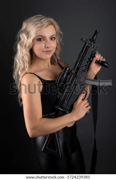 Beautiful Sexy Girl Holding Gun Stock Photo 1724239381 Shutterstock