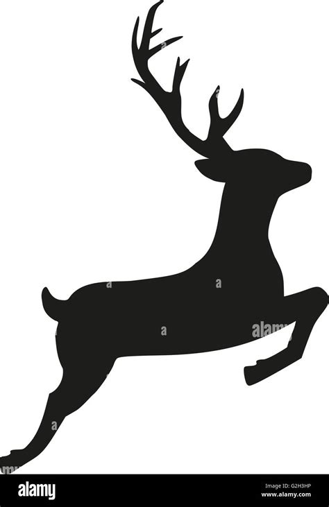 Jumping reindeer silhouette Stock Photo - Alamy