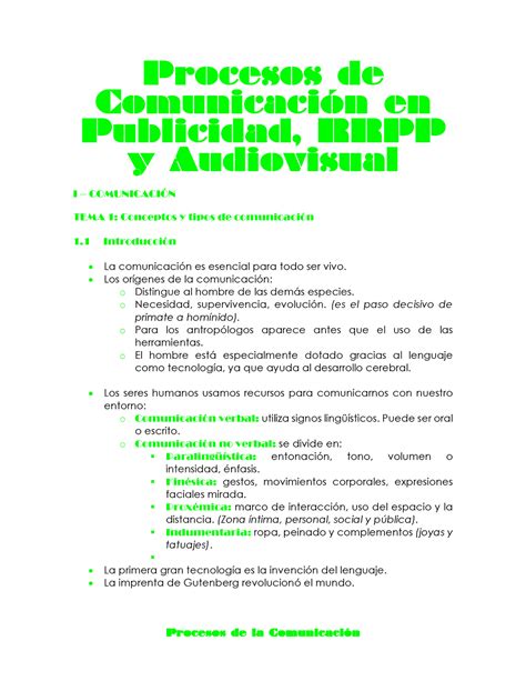 Apuntes Procesos De Comunicaci N Procesos De Comunicaci N En