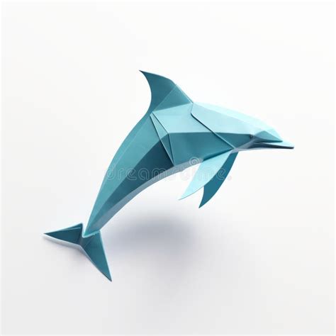 Minimalist D Origami Dolphin On White Stock Photo Stock Illustration