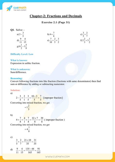 Ncert Solutions Class Maths Chapter Fractions And Decimals