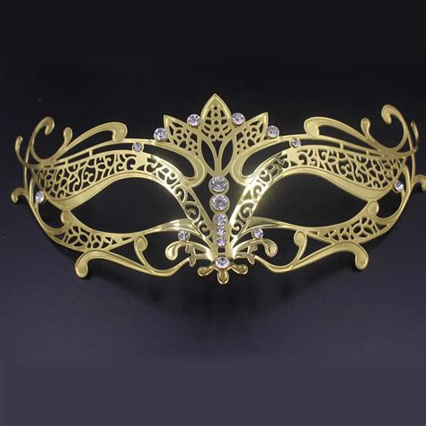 Gold Silver Phantom Metal Laser Cut Venetian Masquerade Mask Diamond