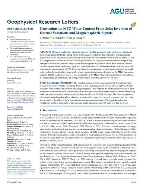 Pdf Constraints On Mtz Water Content From Joint Inversion Of Diurnal