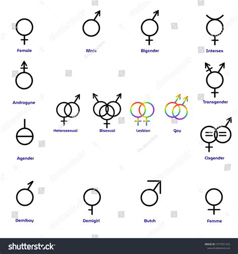 Gender Icons Set Titles Bigender Intersex Stock Vector Royalty Free