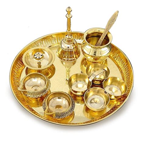 Bengalen Brass Pooja Thali Set Inch Puja Thali With Pital Plate