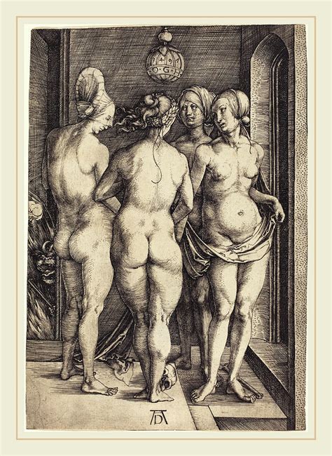 Albrecht D Rer German Four Naked Women Drawing By Litz