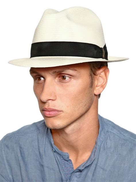 Lyst Borsalino Classic Panama Narrow Brimmed Straw Hat In White