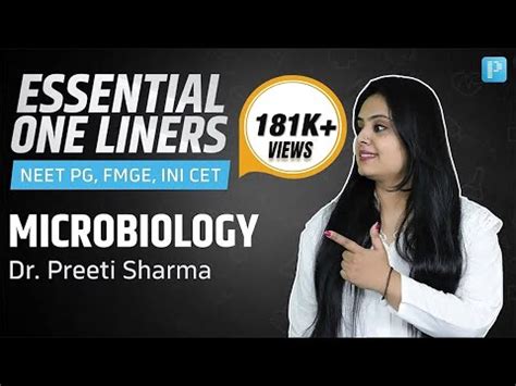 One Liners For MICROBIOLOGY By Dr Preeti Sharma MUST KNOW NEET PG