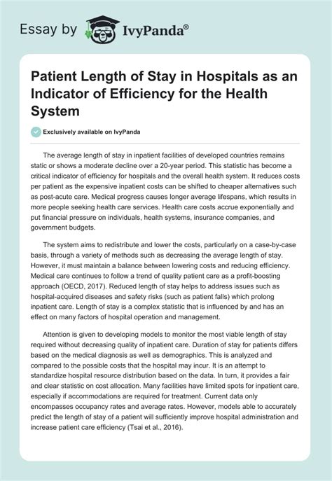 Patient Length Of Stay In Hospitals 319 Words Report Example