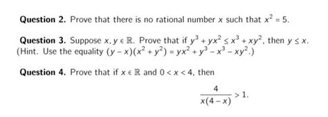 Solved Question 2 Prove That There Is No Rational Number X