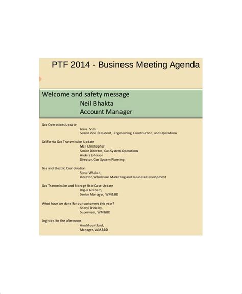 Safety Meeting Agenda Template 8 Free Word Pdf Documents Download