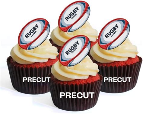 Precut Rugby Balls Edible Cupcake Toppers Premium Thickness Sweetened