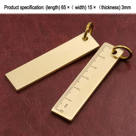 Portable 6cm Small Ruler 3mm Thickened Brass Metal Ruler Keychain Rule