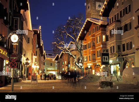 Christmas Lights Downtown Kitzbuhel Tyrol Austria Stock Photo 12630997