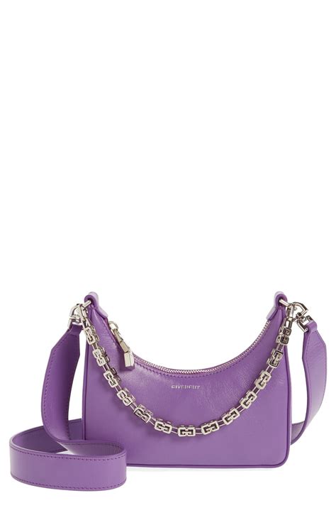 Givenchy Small Moon Cutout Calfskin Leather Hobo Bag Ultraviolet