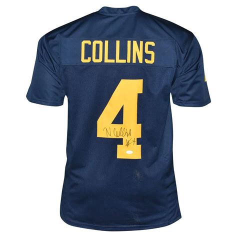 Nico Collins Signed Michigan College Blue Football Jersey