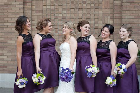 Purple And Black Lace Bridesmaid Dresses