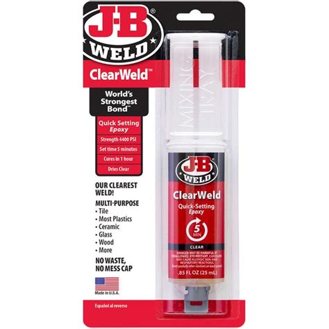 Jb Weld Clear Weld Adhesive Industrial Glass Glue Epoxy Fast