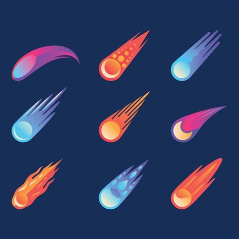 Set Of Beautiful Colorful Meteor Vector Art At Vecteezy