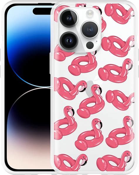 Cazy Hoesje Geschikt Voor IPhone 14 Pro Inflatable Flamingos Bol