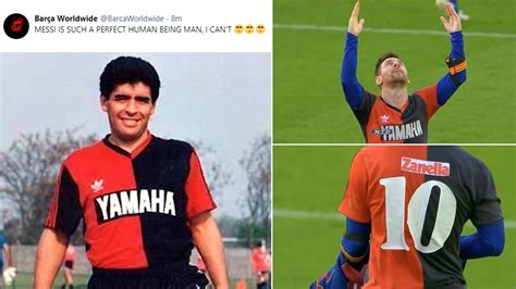 Lionel Messi Tribute To Diego Maradona Barcelona Star Celebrates In Iconic Newells Old Boys