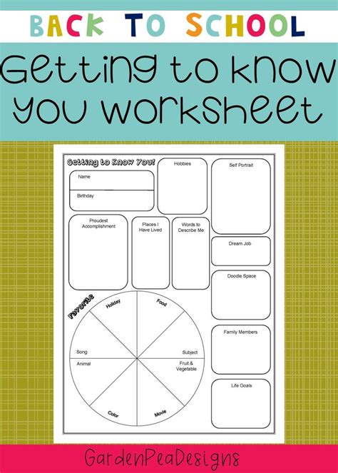 Get To Know You Worksheets